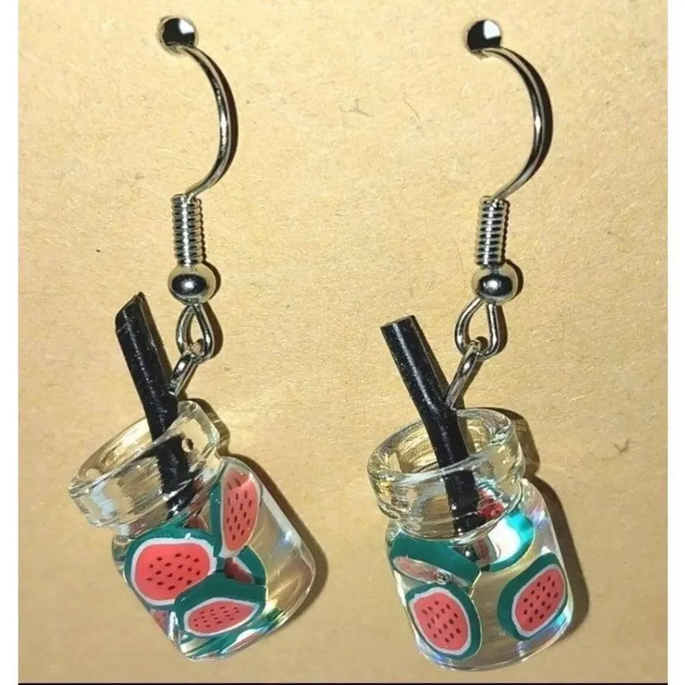 Hand CRAFTED Fruit drink Earrings